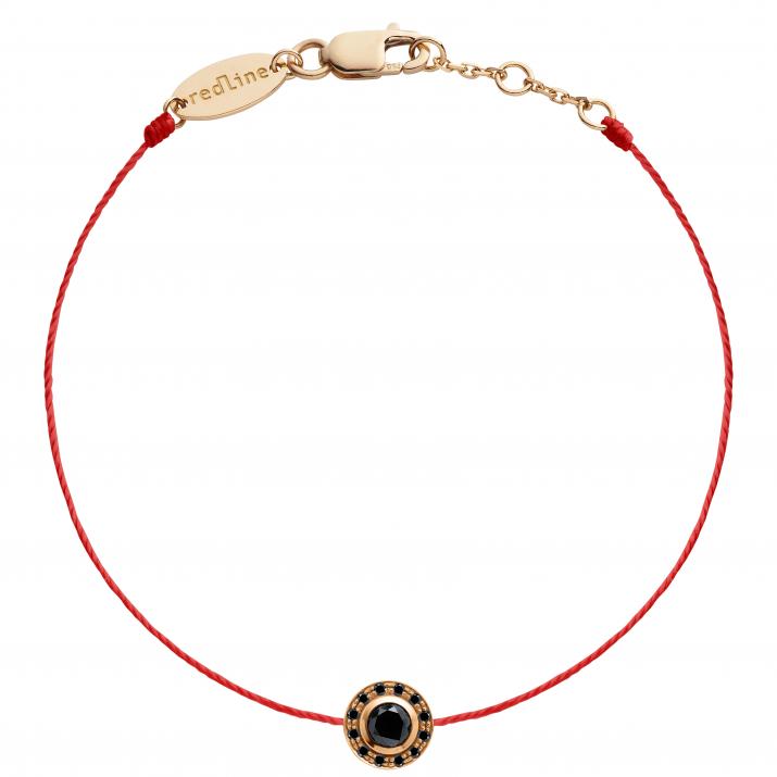 Pulsera para hombre en hilo con 0.20ct de diamantes negros en base de oro rosa - Redline - 0++