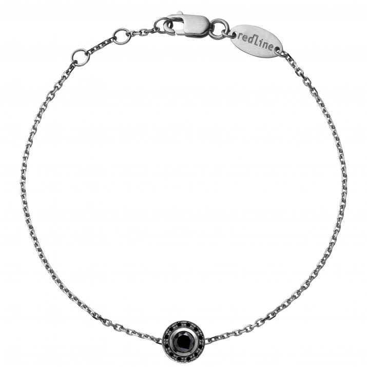 Pulsera en cadena con diamante negro de 0.26ct en base de oro negro - Redline