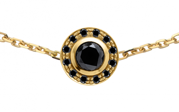 Pulsera para hombre en cadena con 0.20ct de diamantes negros en base de oro amarillo - Redline - 0++