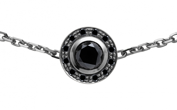 Pulsera para hombre en cadena con 0.20ct de diamantes negros en base de oro negro - Redline - 0++