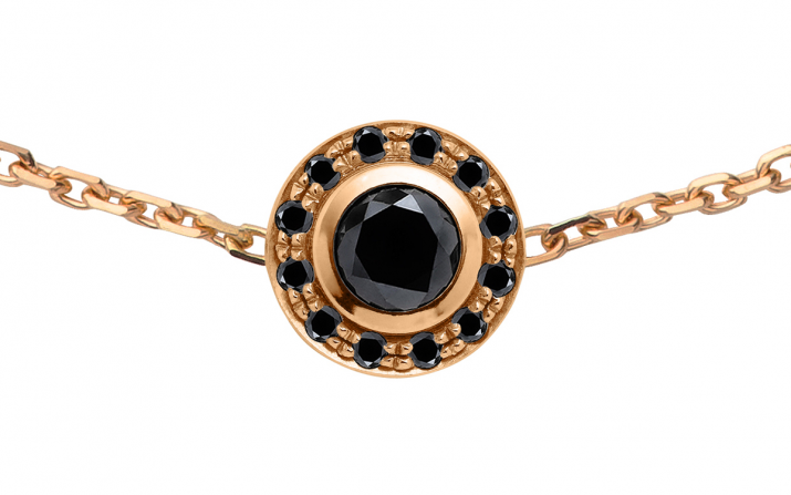 Pulsera para hombre en cadena con 0.20ct de diamantes negros en base de oro rosa - Redline - 0++