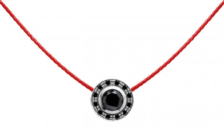 Collar en hilo con diamante negro de 0.26ct en base de oro blanco - Redline