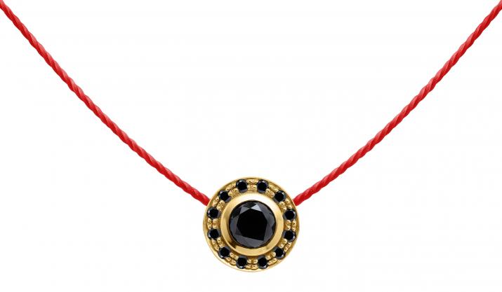 Collar en hilo con diamante negro de 0.26ct en base de oro amarillo - Redline