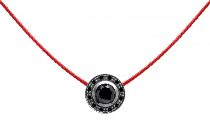 Collar en hilo con diamante negro de 0.26ct en base de oro negro - Redline