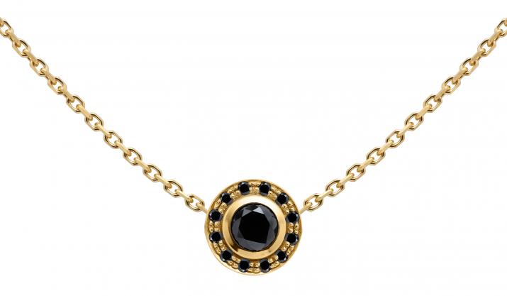 Collar en cadena con diamante negro de 0.26ct en base de oro amarillo - Redline