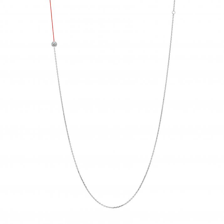 Sautoir en hilo y cadena con diamante de 0.10ct en oro blanco - Redline