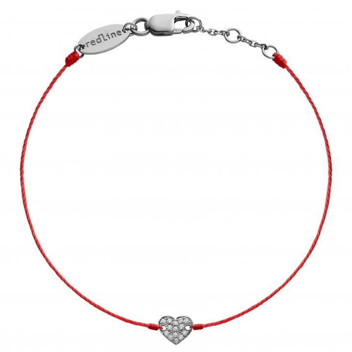 Diamond-paved heart string bracelet in black gold - Redline