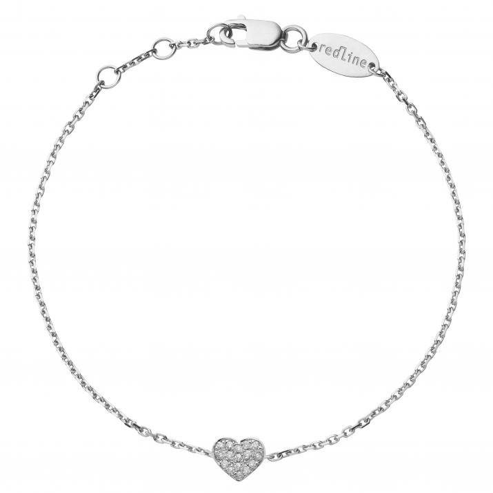 Chain Bracelet For Children with 0.07ct Round Diamond in White Gold Pavé Setting - Redline - 0++
