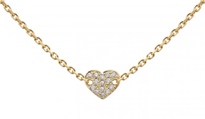 Yellow gold chain necklace with diamond-paved Joli Cœur - Redline