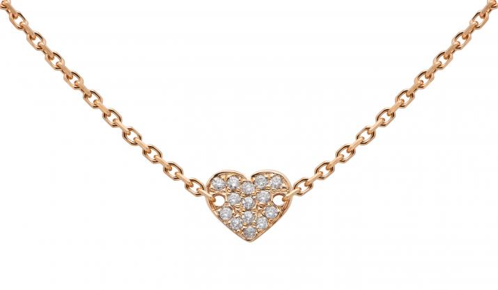 Rose gold chain necklace with diamond-paved Joli Cœur - Redline