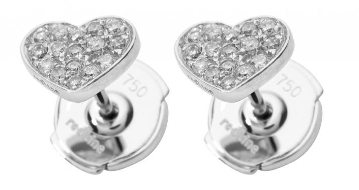 Diamond-paved heart earrings in white gold - Redline
