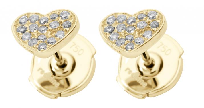 Diamond-paved heart earrings in yellow gold - Redline