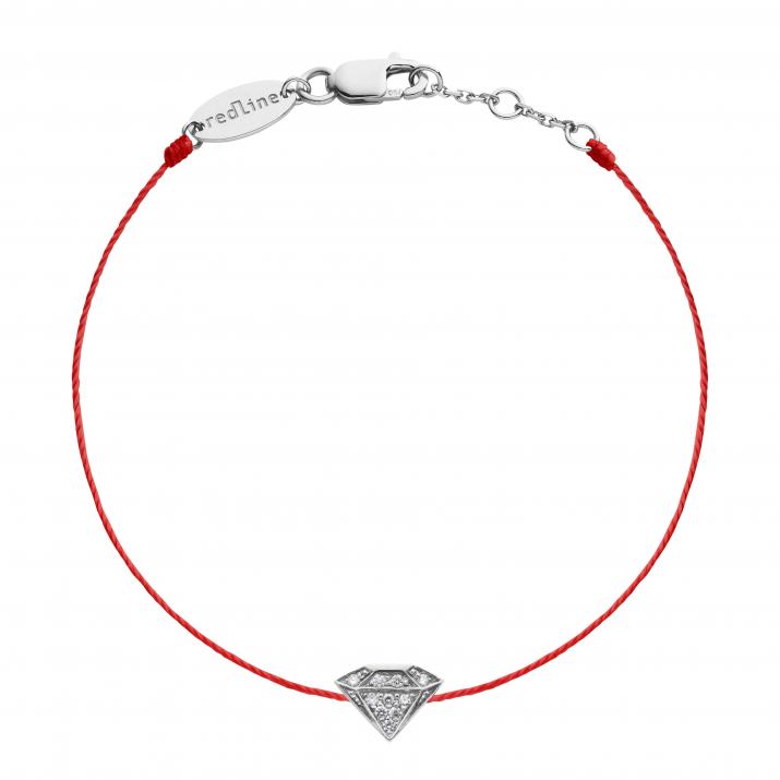 Diamond-paved string bracelet in white gold - Redline