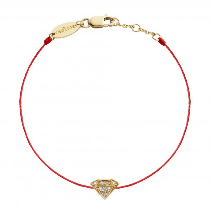 Diamond-paved string bracelet in yellow gold - Redline
