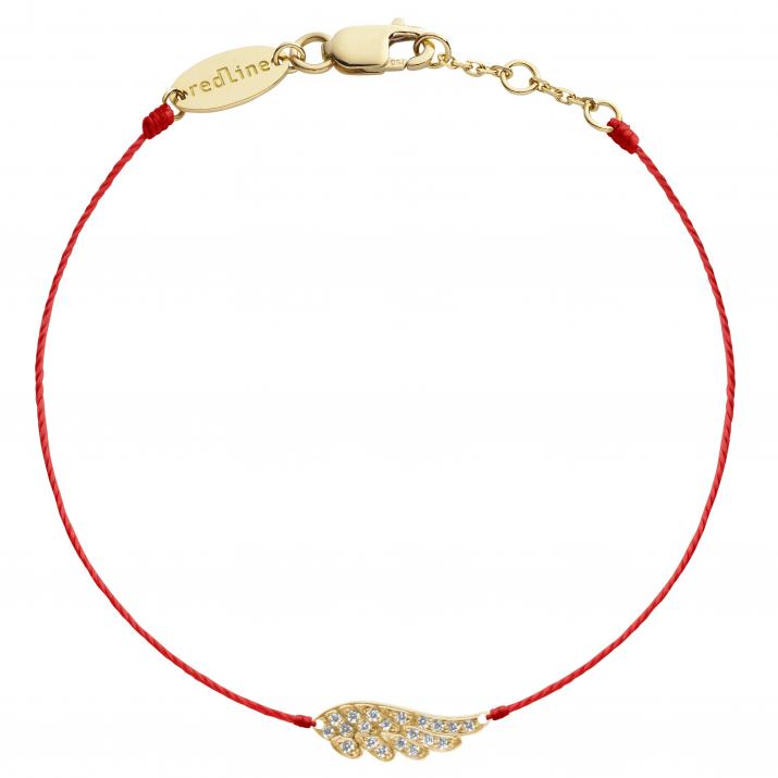 String bracelet with diamond-paved wing in yellow gold - Redline