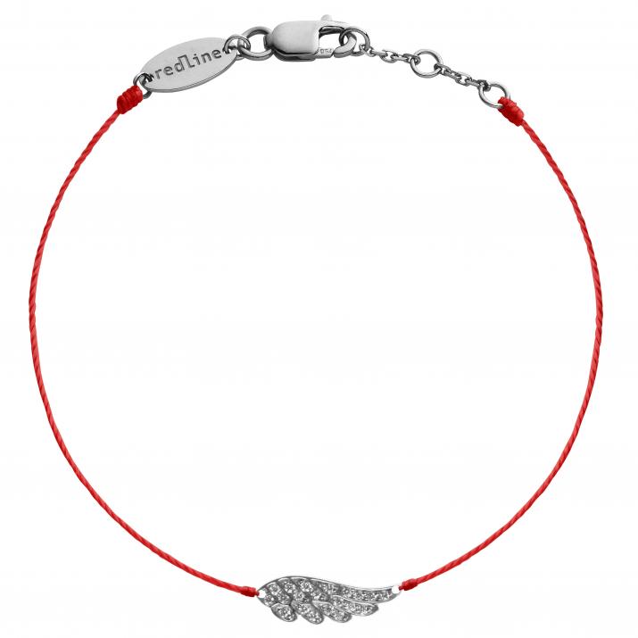 String bracelet with diamond-paved wing in black gold - Redline - 0++