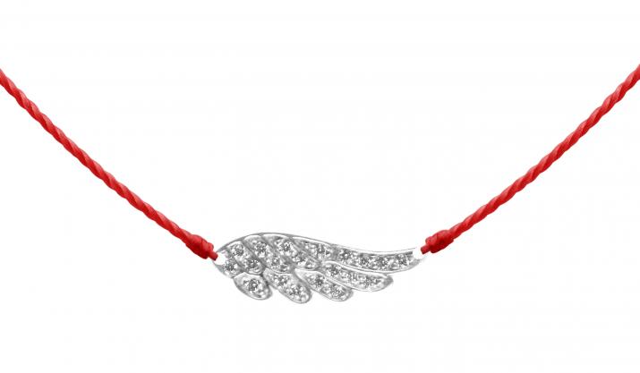 String necklace with diamond-paved wing in white gold - Redline