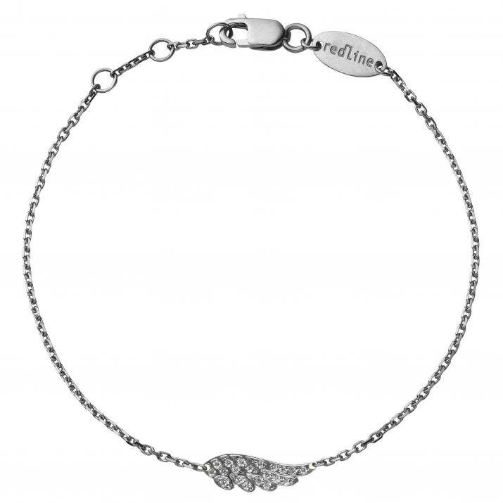 Black gold chain bracelet with diamond-paved wing - Redline