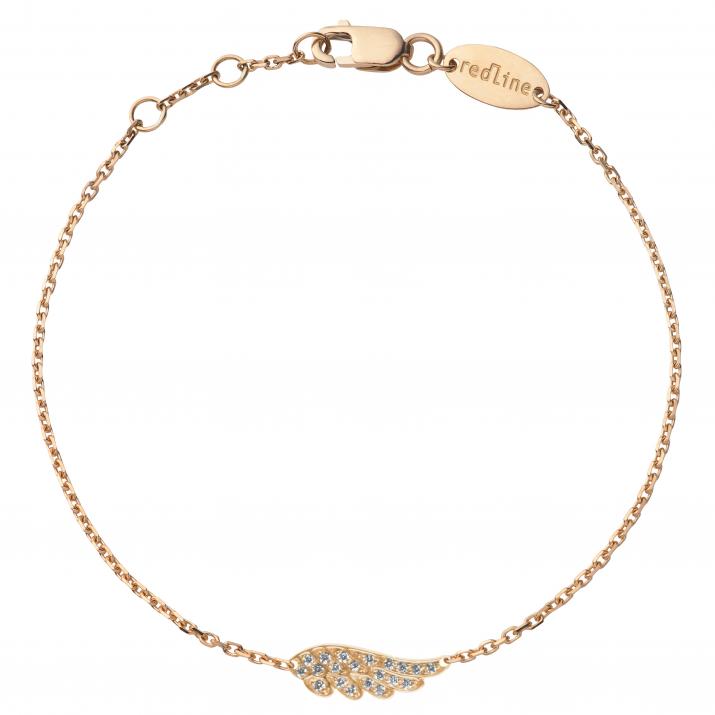 Rose gold chain bracelet with diamond-paved wing - Redline