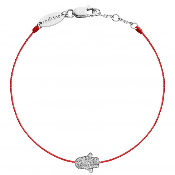 Pulsera en hilo con fatima en diamantes en oro blanco - Redline - 0++