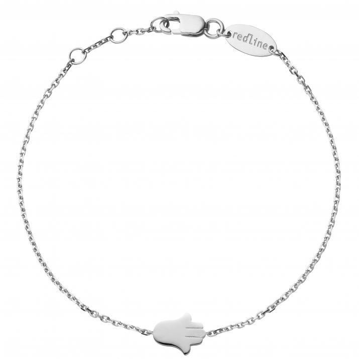 Pulsera en cadena con fatima en diamantes en oro blanco - Redline