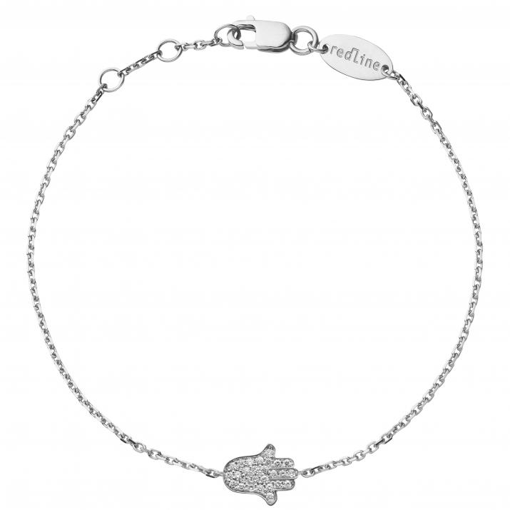 Pulsera en cadena con fatima en diamantes en oro blanco - Redline