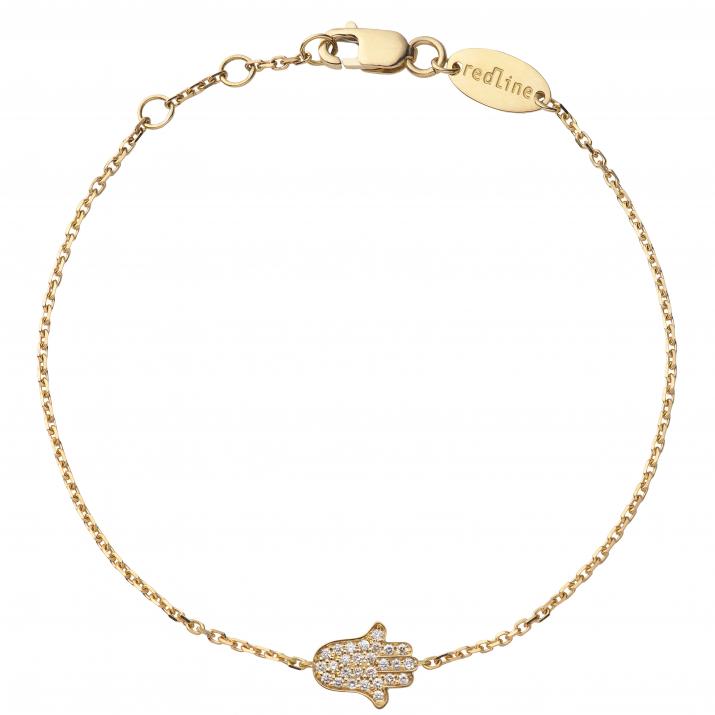 Pulsera en cadena con fatima en diamantes en oro amarillo - Redline