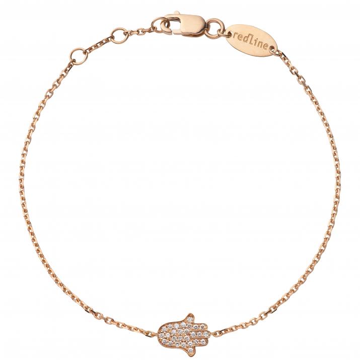Pulsera en cadena con fatima en diamantes en oro rosa - Redline