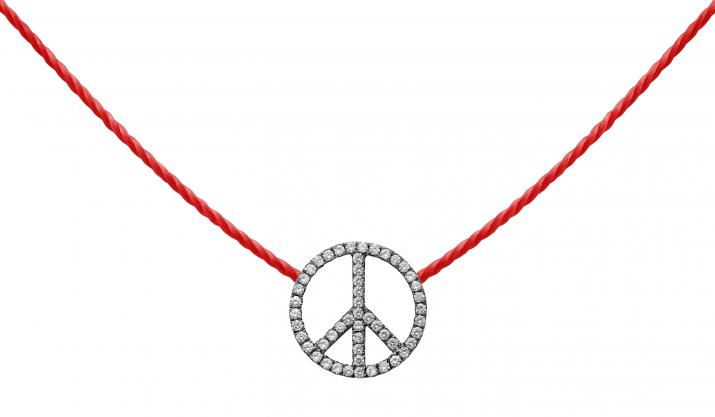 Diamond-paved peace & love string necklace in black gold - Redline