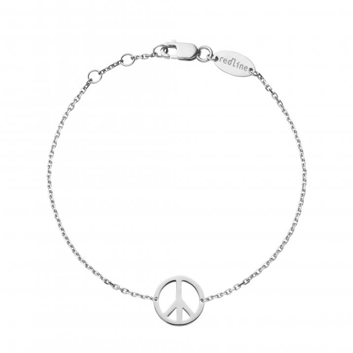 Peace & love white gold chain bracelet - Redline - 0++