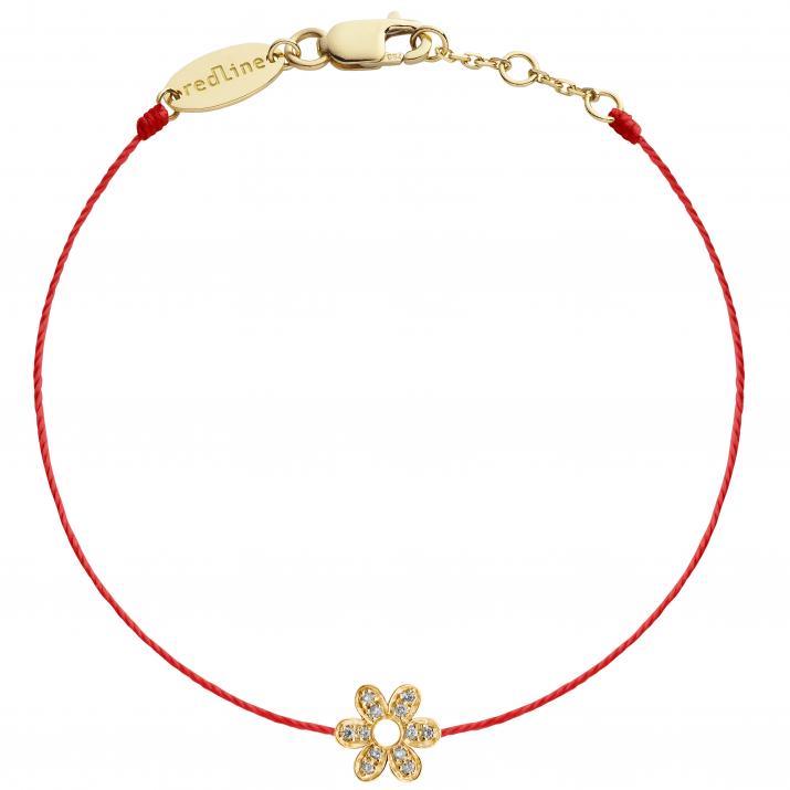 Diamond-paved flower string bracelet in yellow gold - Redline - 0++