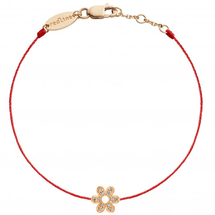 Diamond-paved flower string bracelet in rose gold - Redline - 0++