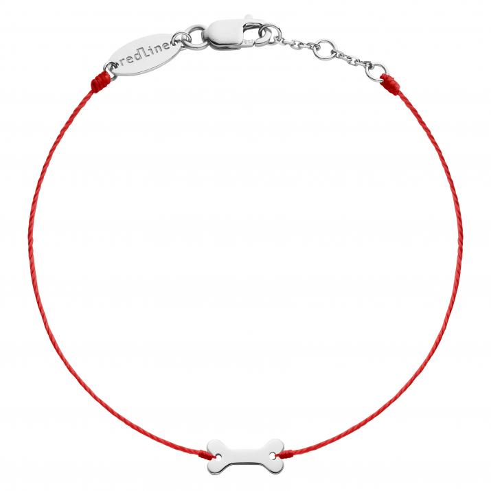String bracelet with bone in white gold - Redline