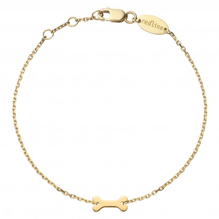 Pulsera de cadena de oro amarillo con hueso - Redline