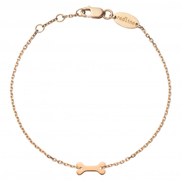 Pulsera de cadena de oro rosa con hueso - Redline