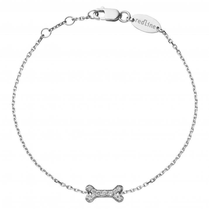 White gold chain bracelet with diamond-paved bone - Redline
