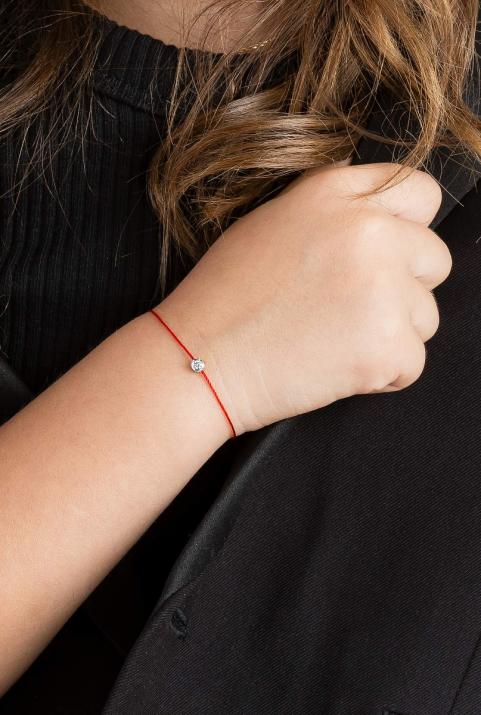 Pulsera niño en hilo con diamante de 0.5ct en oro blanco - Redline - 0++