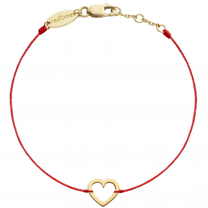 Yellow gold string bracelet with heart - Redline