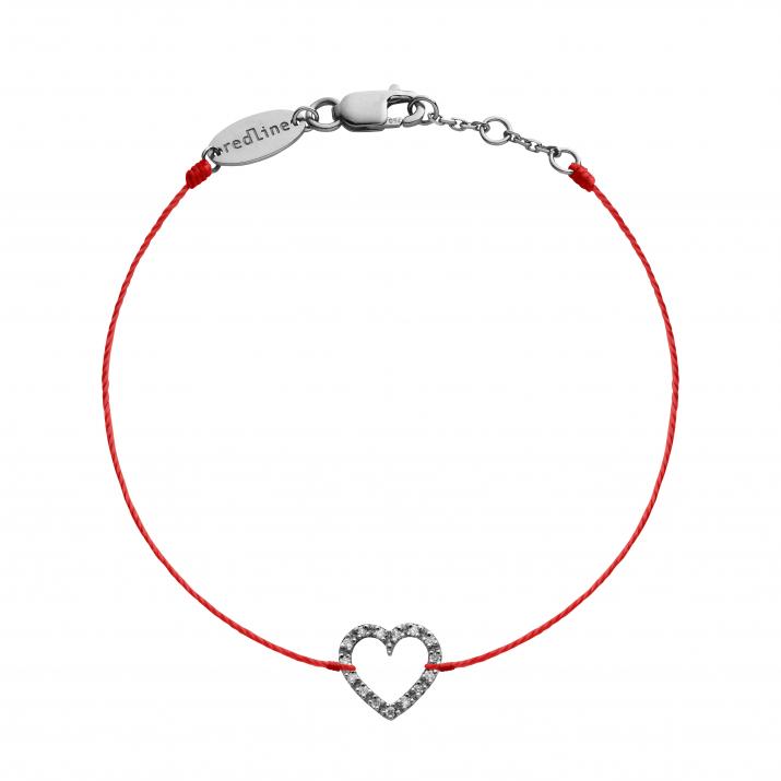 Diamond-paved heart string bracelet in black gold - Redline - 0++