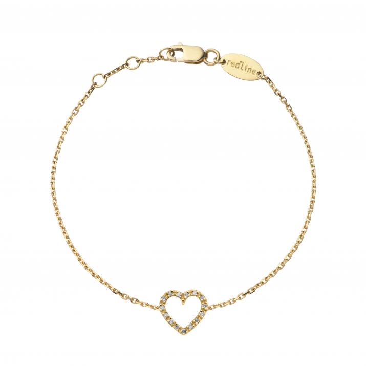 Yellow gold chain bracelet with diamond-paved heart - Redline - 0++