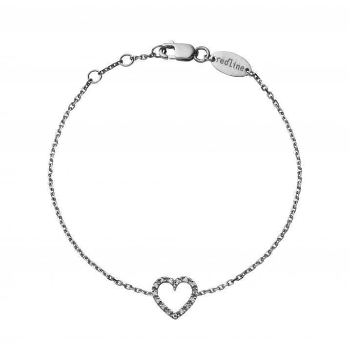 Black gold chain bracelet with diamond-paved heart - Redline - 0++
