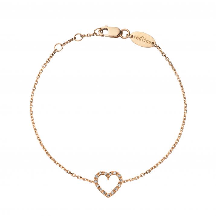 Rose gold chain bracelet with diamond-paved heart - Redline - 0++