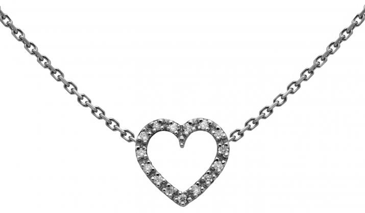 Black gold chain necklace with diamond-paved heart - Redline