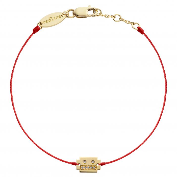 String bracelet with diamond on a robot in yellow gold - Redline