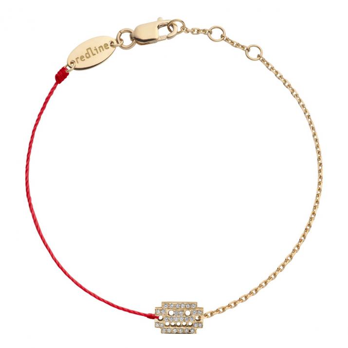 Diamond-paved robot string and chain bracelet in yellow gold - Redline