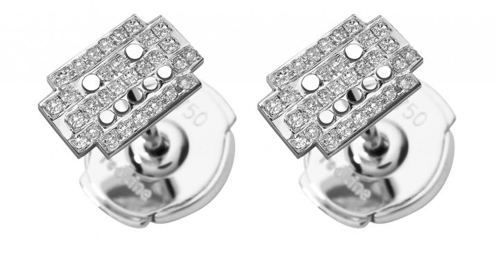 Diamond-paved robot earrings in white gold - Redline