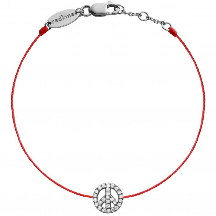 Diamond-paved Mini Peace string bracelet in black gold - Redline - 0++