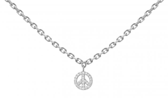 Chain Necklace Mini Peace Pendant White Gold RedLine Jewelry - Redline