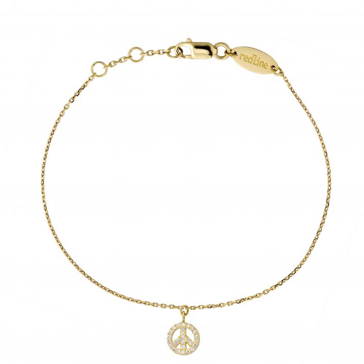 Chain Bracelet Mini Peace Yellow Gold RedLine Jewelry - Redline - 0++