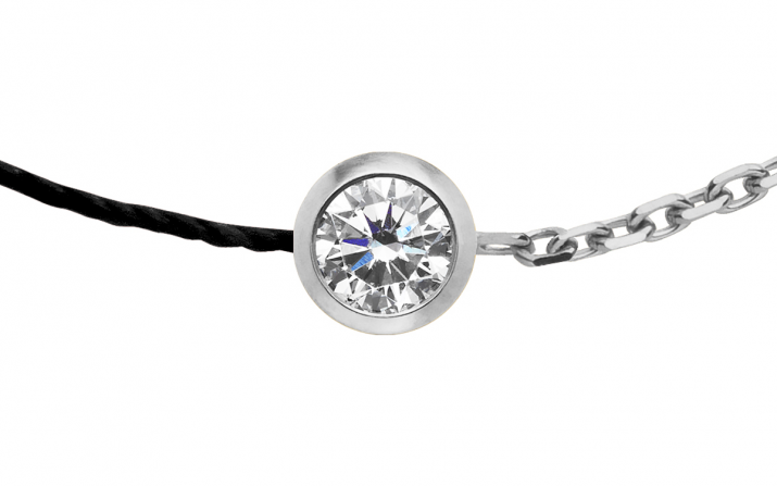 Pulsera en hilo para hombre con diamante de 0.10ct en oro blanco - Redline - 0++